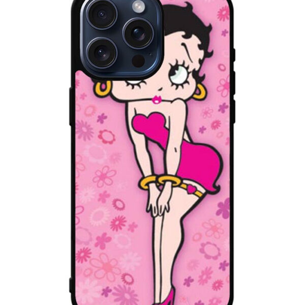 Betty Boop Pink Background flowers iPhone 15 Pro Case CT1885