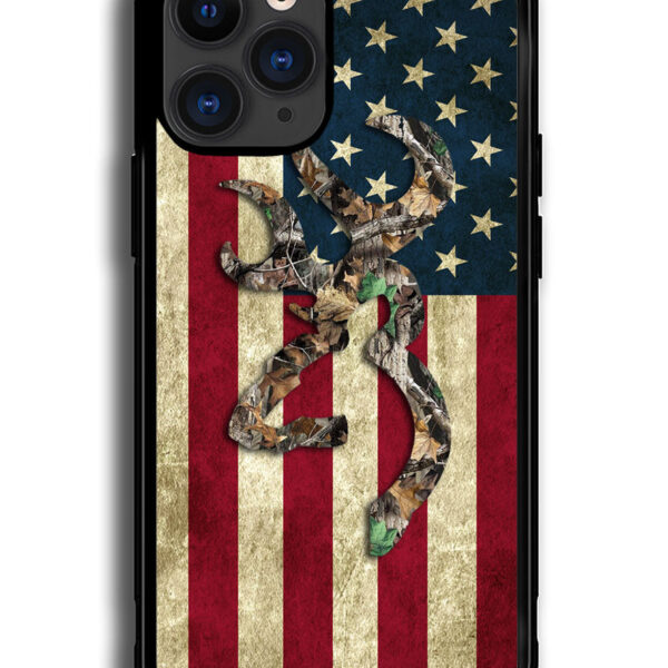 Browning Deer Real Tree Camo USA Flag Google iPhone 13 Pro Max Case CT1237