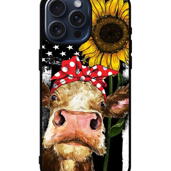 Cow with Tie Sunflower iPhone 15 Pro Max Case CT10920