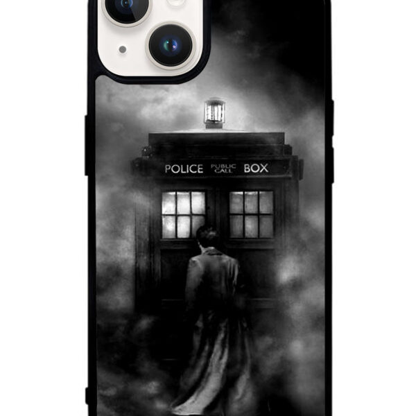 Doctor Who Tardis Police Box Black White Google iPhone 14 Plus Case CT0651