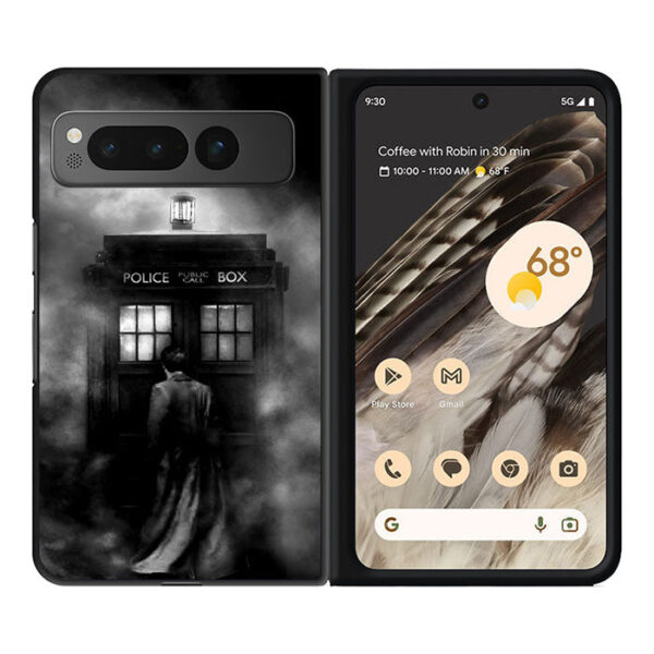 Doctor Who Tardis Police Box Black White Google Pixel Fold CT0651