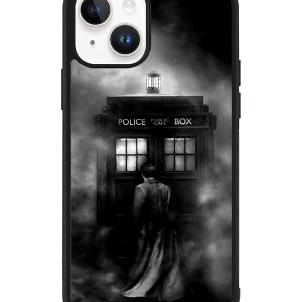 Doctor Who Tardis Police Box Black White iPhone 15 Plus Case CT0651