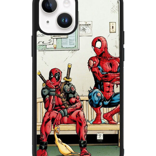 Funny Spiderman and Deadpool iPhone 15 Plus Case CT4899