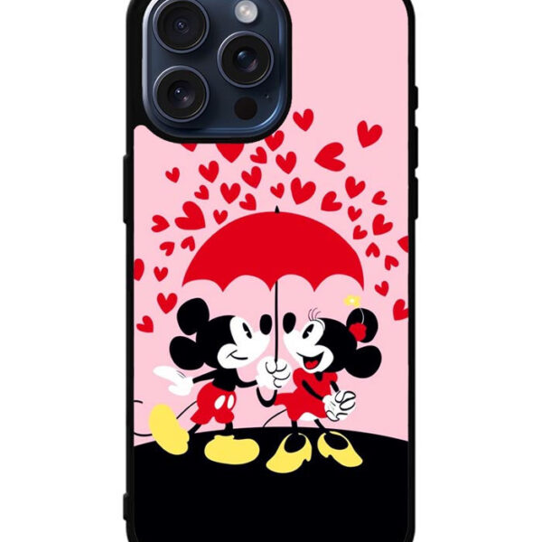 Mickey And Minnie Mouse Rain Love iPhone 15 Pro Max Case CT1134