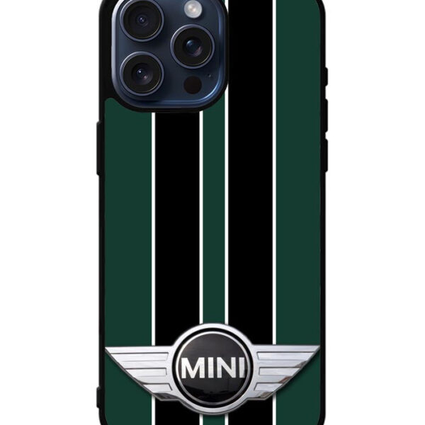 Mini Cooper Style British Racing Black Green iPhone 15 Pro Case CT0695