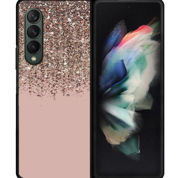 Pink Rose Gold Bronze Glitter Samsung Galaxy Z Fold 3 5G CT10545