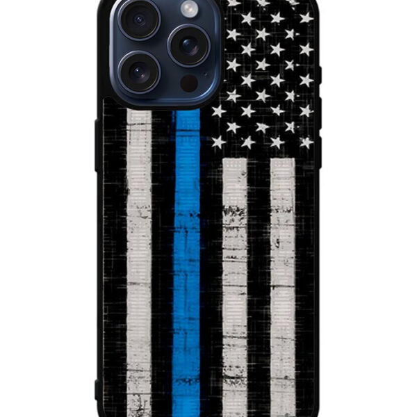 Police Blue Line Flag iPhone 15 Pro Max Case CT1320