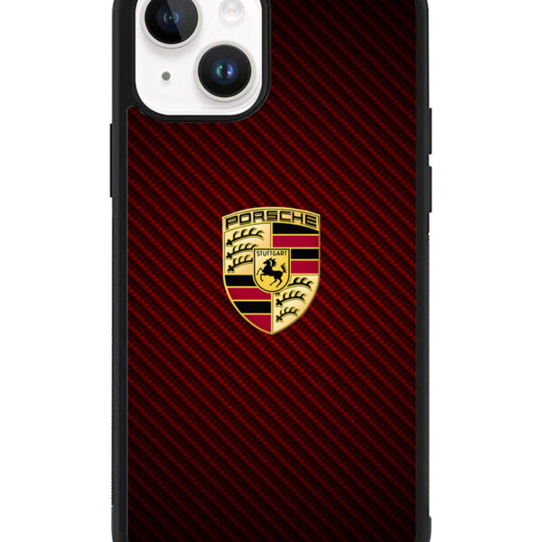 Porsche Logo Carbon Red iPhone 15 Plus Case CT2845