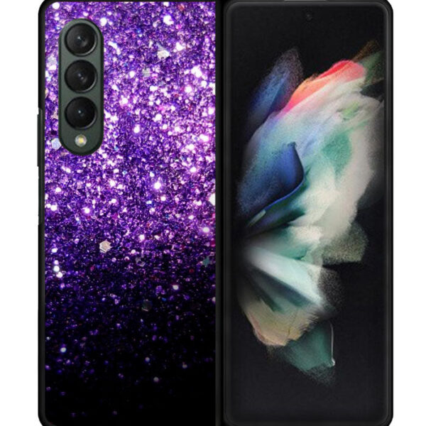 Purple Sparkling Glitter Google Samsung Galaxy Z Fold 3 5G CT1255