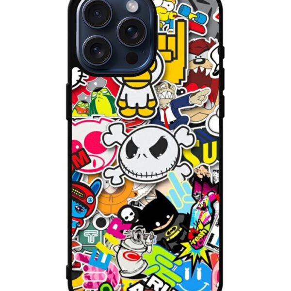 Stickerbomb Graffiti Art Collage Cool iPhone 15 Pro Max Case CT2336