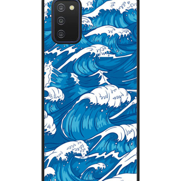 storm waves seamless pattern raging ocean water sea Samsung Galaxy A03S Case CT0493