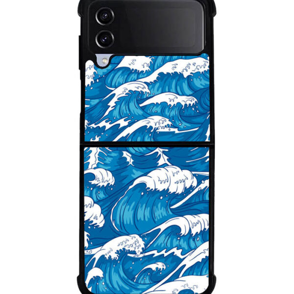 storm waves seamless pattern raging ocean water sea Samsung Galaxy Z Flip 3 5g Case CT0493